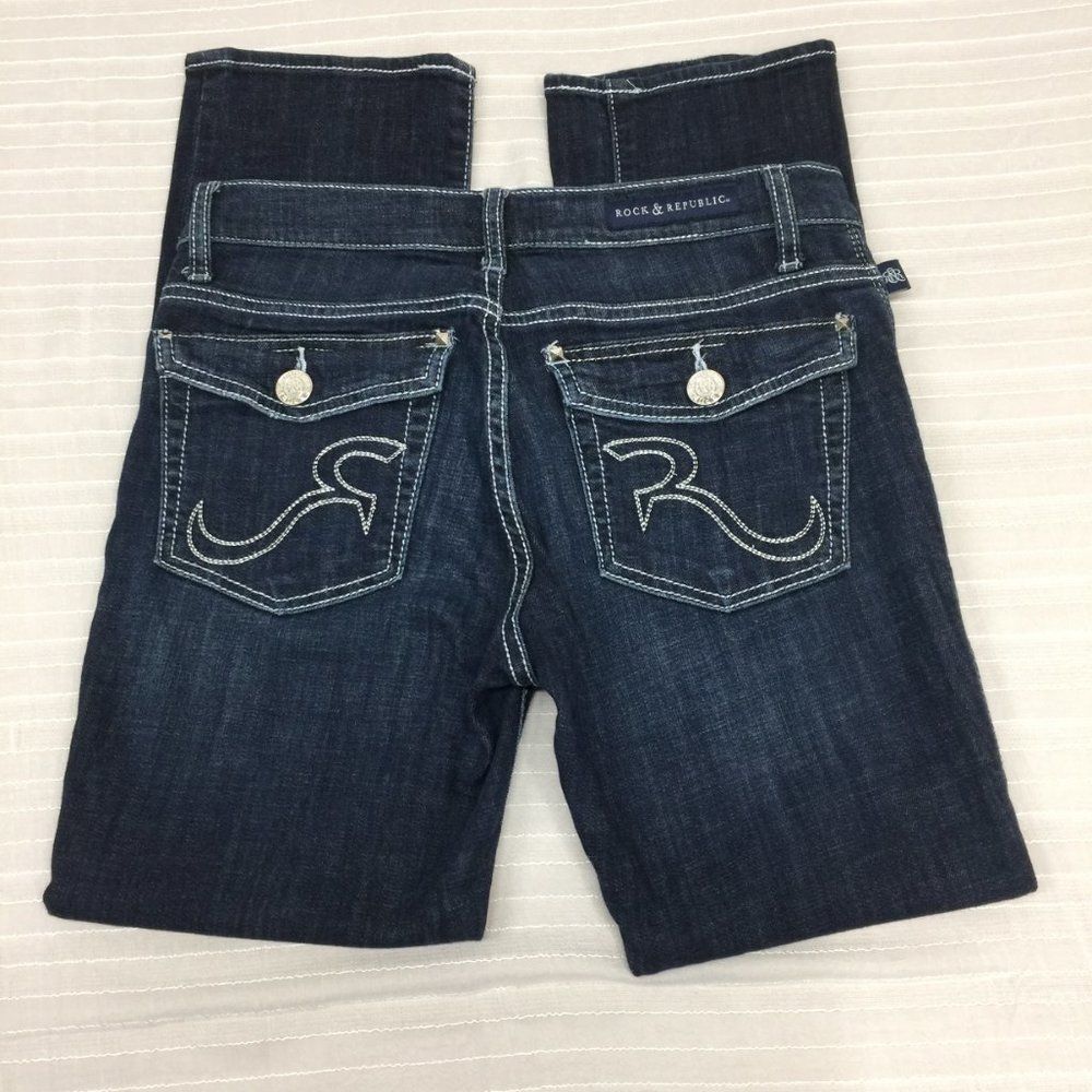 Rock & Republic Kendall Dark Wash Stretch Slim Fit Bootcut Jeans 6 - Picture 4 of 7